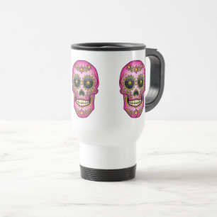 Sugar Skull Magenta Floral Reisebecher