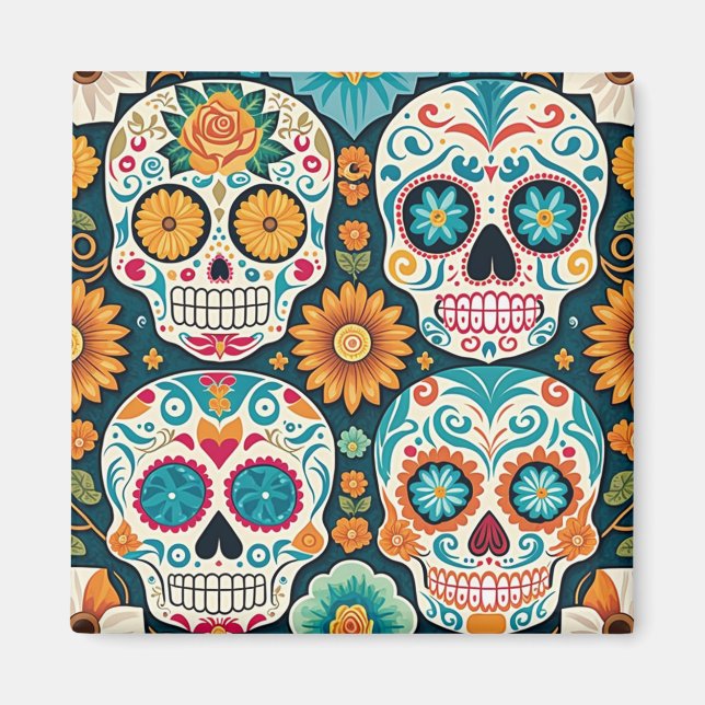 Sugar Skull Magnet Illustration (Vorne)