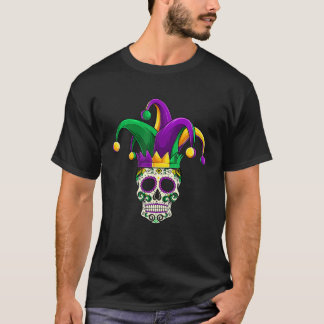 Sugar Skull Mardi Gras, Jester Costume Men Women T-Shirt