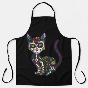 Sugar Skull Mexican Cat Halloween Day Of The Dead Schürze