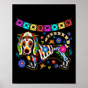 Sugar Skull mexikanische Dackel Knochen Halloween Poster