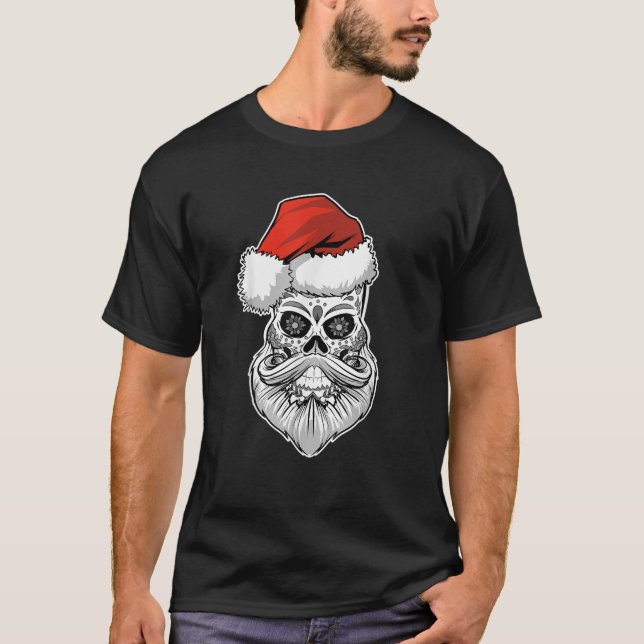 Sugar Skull Mexikanische Weihnachtszeit T-Shirt (Vorderseite)