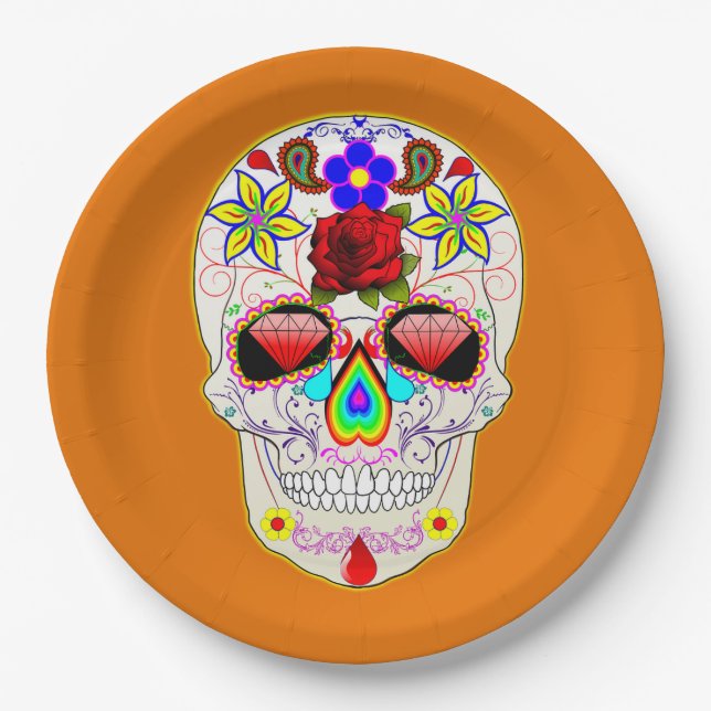 Sugar Skull Mexikanischer Kunsttag der Toten Pappteller (Vorderseite)