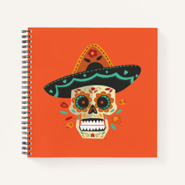 Sugar Skull mit Hat Dia de Muertos | Notizbuch