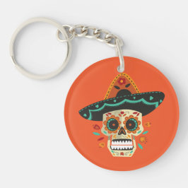 Sugar Skull mit Hat Dia de Muertos | Schlüsselanhä Schlüsselanhänger