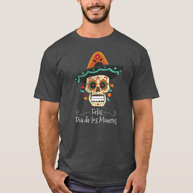 Sugar Skull mit Hat Dia de Muertos | Shirt (Vorderseite)