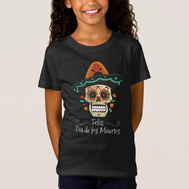 Sugar Skull mit Hat Dia de Muertos | Shirt (Vorderseite)