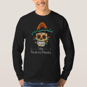 Sugar Skull mit Hat Dia de Muertos   Sleeve Shirt