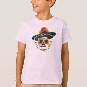 Sugar Skull mit Hat Dia de Muertos   Sleeve Shirt