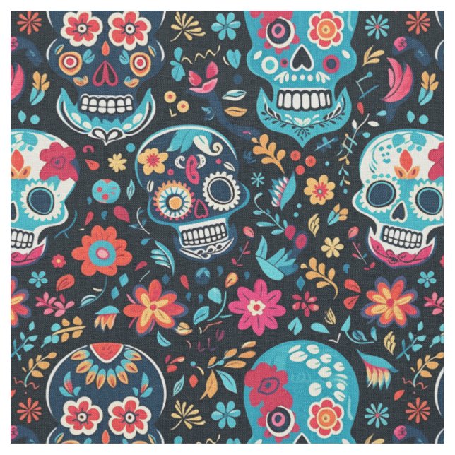 Sugar Skull Muster nahtlos Cinco De Mayo Stoff (Nahaufnahme)