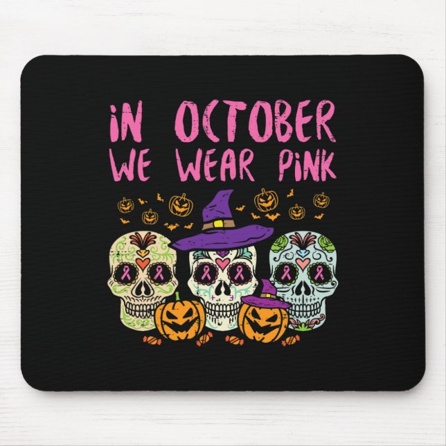 Sugar Skull October Pink Breast Cancer Awareness H Mousepad (Vorne)