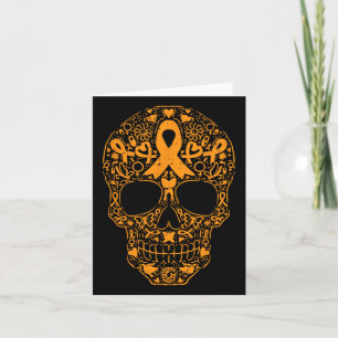 Sugar Skull Orange Ribbon Leukämie Krebsvorwarene Karte