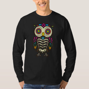 Sugar Skull Owl Dia De Los Muertos Halloween T-Shirt