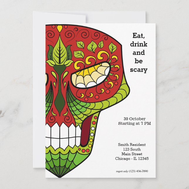 Sugar Skull Party Einladung (Vorderseite)