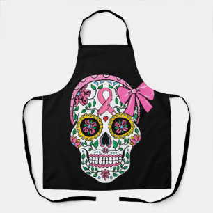 Sugar Skull Pink Ribbon Calavera Breast Cancer Schürze