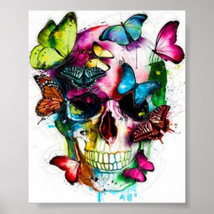 sugar skull poster with butterfly effect