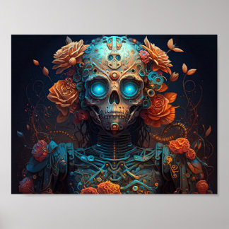 Sugar Skull Robotic Frauentag der Toten Poster