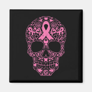 Sugar Skull Rosa Ribbon Calavera Brustkrebs Awa Magnet