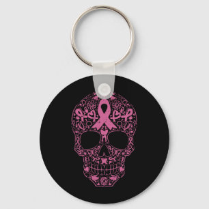 Sugar Skull Rosa Ribbon Calavera Brustkrebs Awa Schlüsselanhänger