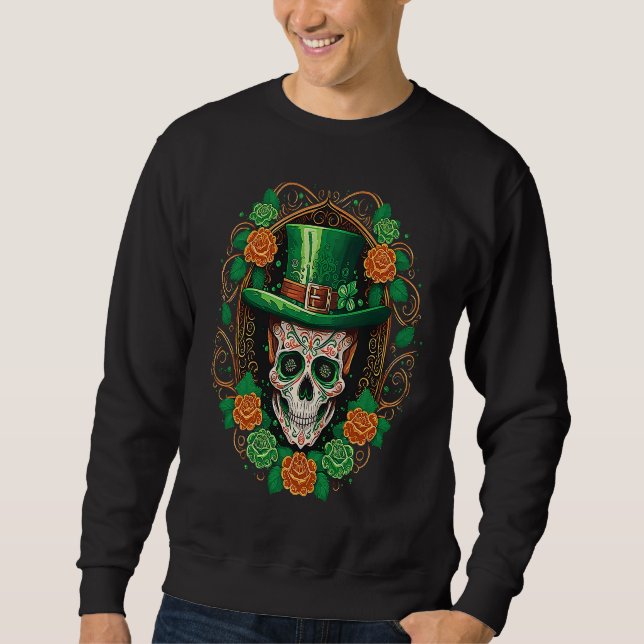 Sugar Skull Saint Patricks Day of Dead Sweatshirt (Vorderseite)