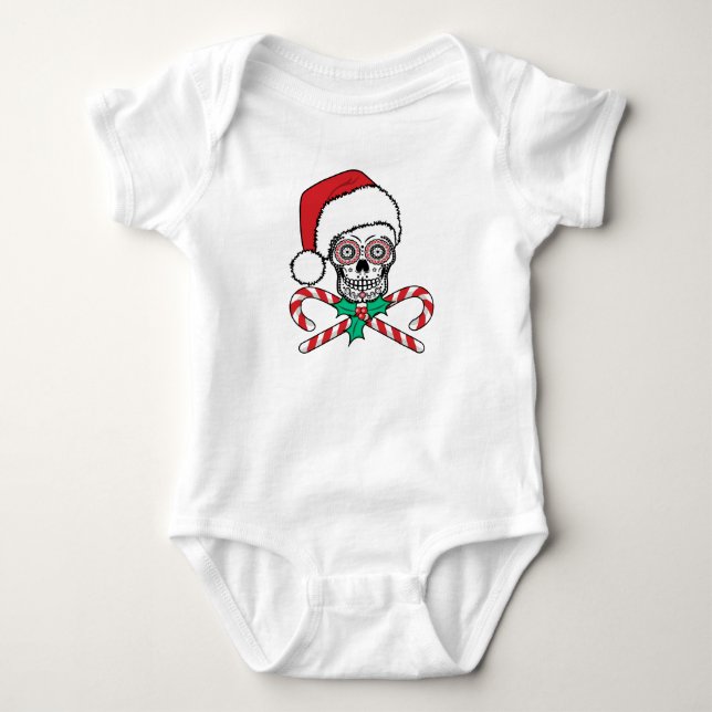 Sugar Skull Santa Baby Strampler (Vorderseite)