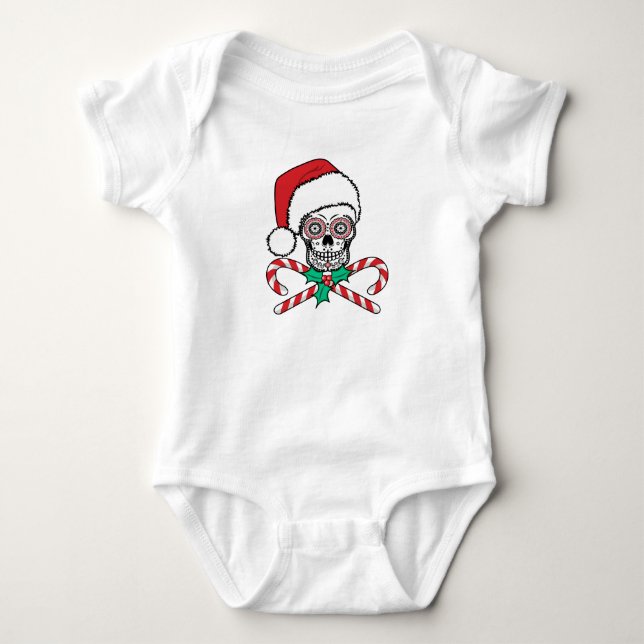 Sugar Skull Santa Baby Strampler (Vorderseite)