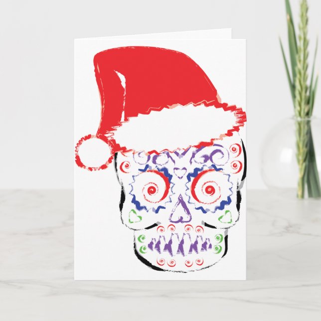 Sugar Skull Santa Feiertagskarte (Vorderseite)