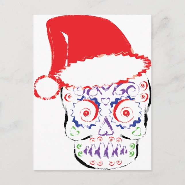 Sugar Skull Santa Feiertagspostkarte (Vorderseite)