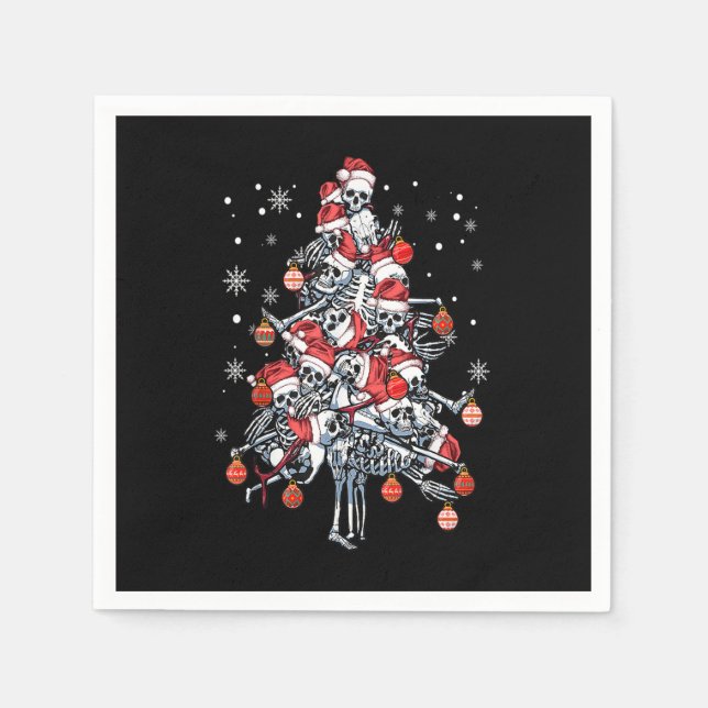Sugar Skull Santa Hat Christmas Tree Funny Xmas Serviette (Vorderseite)