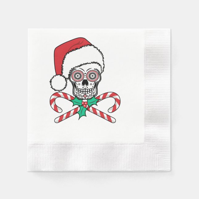 Sugar Skull Santa Serviette (Vorderseite)