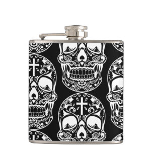 Sugar Skull Schwarz.png Flachmann