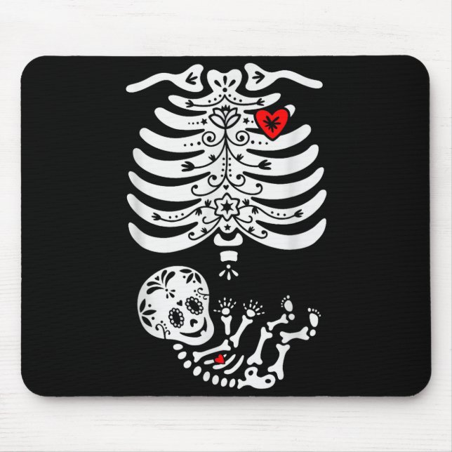 Sugar Skull Skeleton Halloween Pregnancy Annouceme Mousepad (Vorne)
