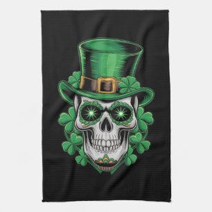 Sugar Skull St Patrick Day Lucky Kleeblatt Geschirrtuch