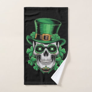 Sugar Skull St Patrick Day Lucky Kleeblatt Handtuch