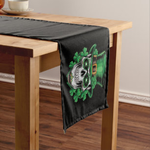 Sugar Skull St Patrick Day Lucky Kleeblatt Kurzer Tischläufer