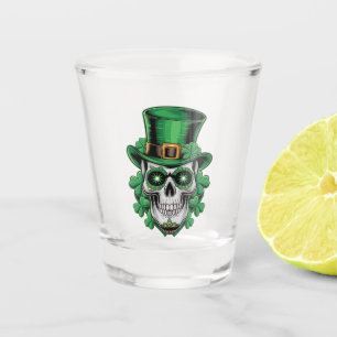 Sugar Skull St Patrick Day Lucky Kleeblatt Schnapsglas