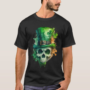 Sugar Skull St Patricks Day Irish Skull Leprechaun T-Shirt