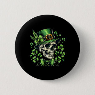 Sugar Skull St Patricks Day Leprechaun Kleeblatt M Button