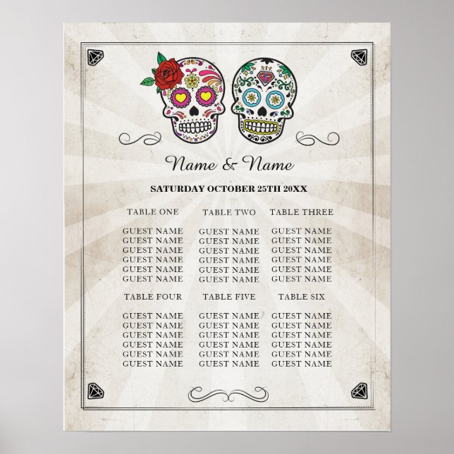 Sugar Skull Table Wedween Poster Seating (Vorne)