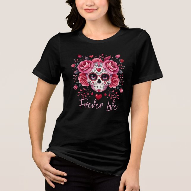 Sugar Skull Valentine Tri-Blend Shirt (Vorderseite)