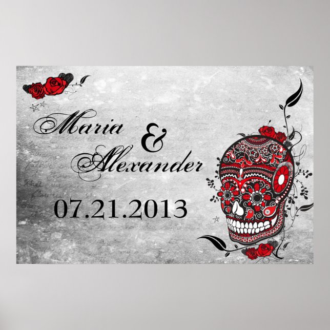 Sugar Skull Wedding Date Poster (Vorne)