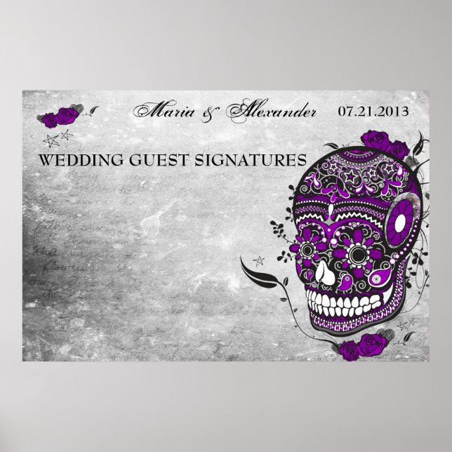 Sugar Skull Wedding Guest Signature Poster (Vorne)