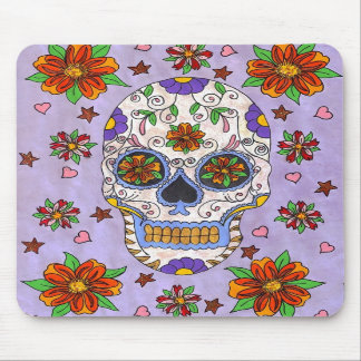 Sugar Skull with Marigolds Mousepad