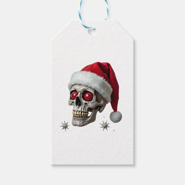 Sugar Skull with Santa Hat Tee Christmas Pajama Xm Geschenkanhänger (Vorderseite)