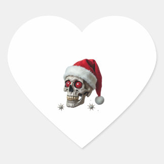 Sugar Skull with Santa Hat Tee Christmas Pajama Xm Herz-Aufkleber