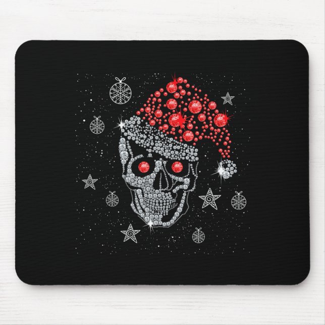 Sugar Skull With Santa Hat Tee Christmas Pajama Xm Mousepad (Vorne)
