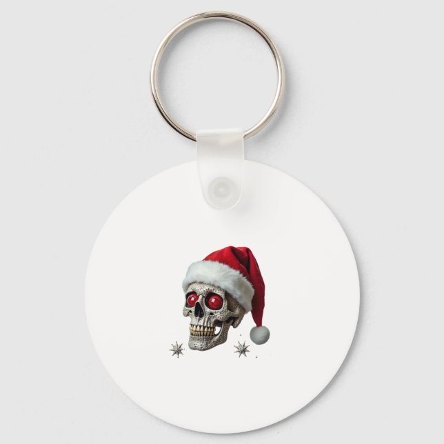 Sugar Skull with Santa Hat Tee Christmas Pajama Xm Schlüsselanhänger (Vorderseite)