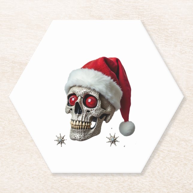 Sugar Skull with Santa Hat Tee Christmas Pajama Xm Untersetzer (Vorderseite)