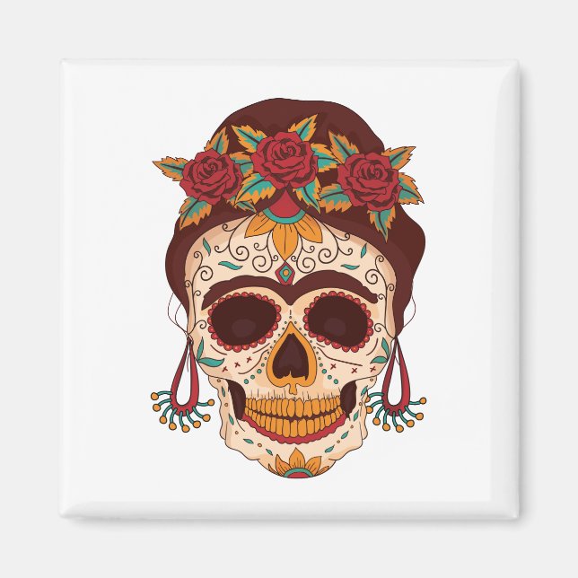 Sugar Skull Woman Magnet (Vorne)