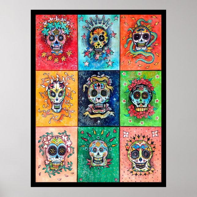Sugar Skulls 9 - Originale Kunst von Dori Hartley Poster (Vorne)
